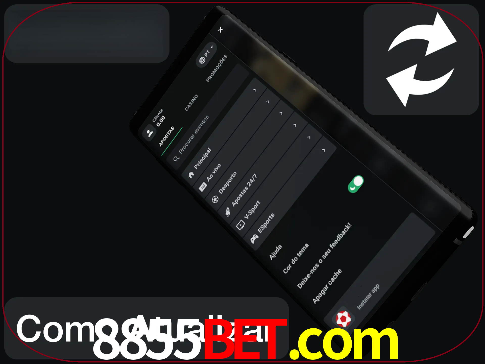 O aplicativo é atualizado automaticamente quando você faz o login.